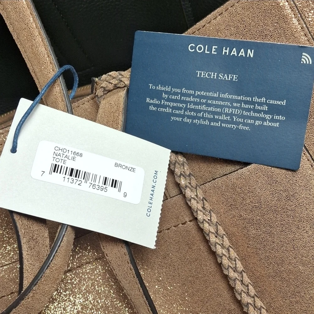 NWT Cole Haan Natalie Large Bronze Metallic Tote